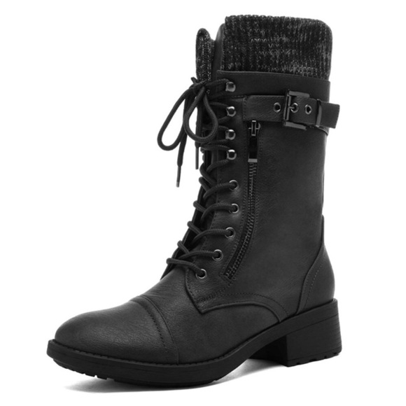 Lace up Mid Calf Combat Riding Military Boots - Picture 4 of 8